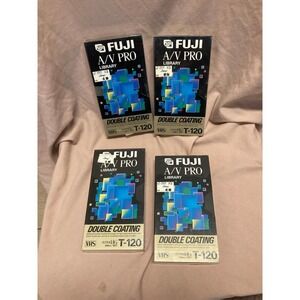 4 Fuji A/V Pro Library Super HG T-120 Blank Media 6 Hr Double Coating VHS Tape